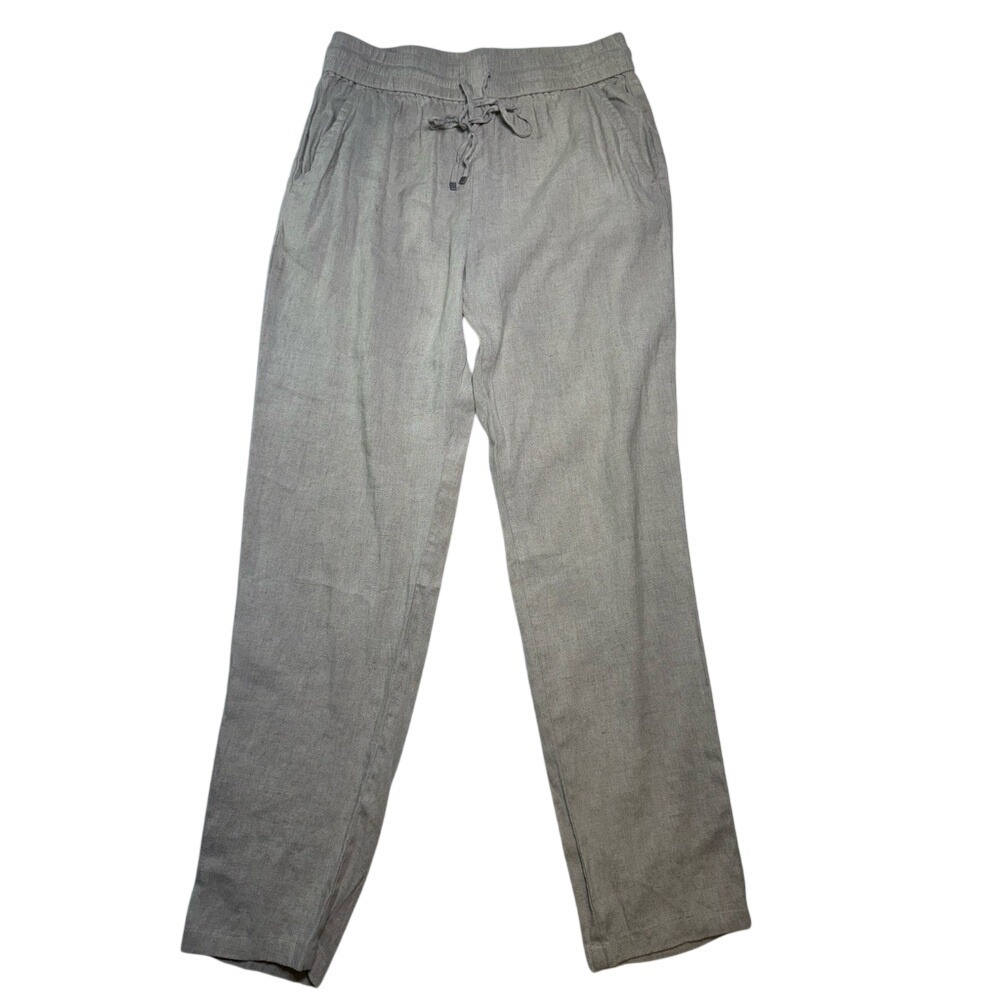 J.McLaughlin Linen Blend Pants Women S Grey Excellent Drawstring Straight Leg